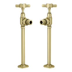 Chatsworth Traditional Angled Radiator Valves and Pipe Set - Brushed Brass