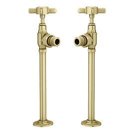 Chatsworth Traditional Angled Radiator Valves and Pipe Set - Brushed Brass