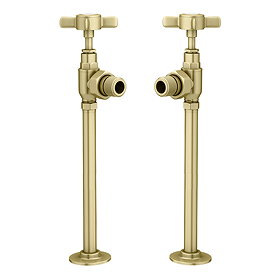 Chatsworth Traditional Angled Radiator Valves and Pipe Set - Brushed Brass