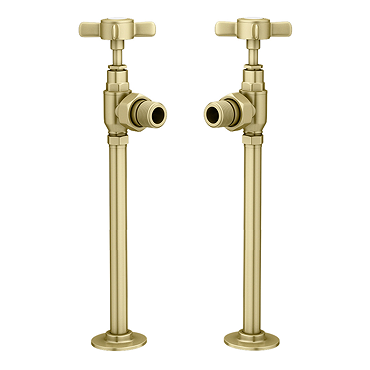 Chatsworth Brushed Brass Angled Traditional Radiator Valves