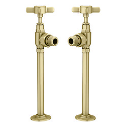 Chatsworth Brushed Brass Angled Traditional Radiator Valves Large Image