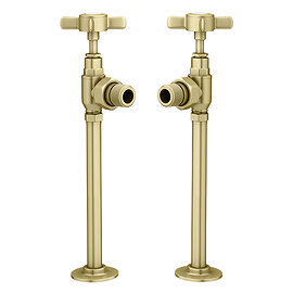 Chatsworth Brushed Brass Angled Traditional Radiator Valves Large Image