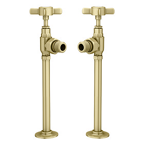 Chatsworth Brushed Brass Angled Traditional Radiator Valves Large Image