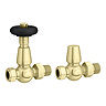 Chatsworth Brushed Brass & Black Thermostatic Straight Radiator Valves - Energy Saving