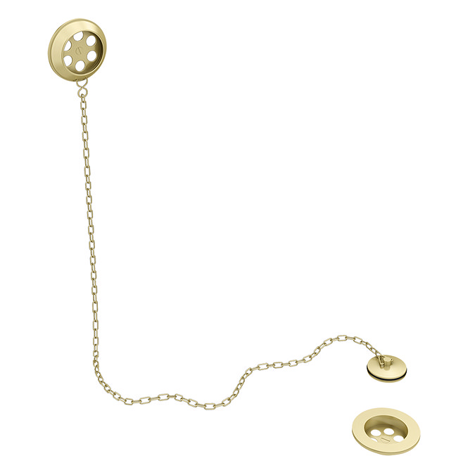 Chatsworth Brushed Brass Extended Retainer Bath Waste, Overflow with Plug and Link Chain