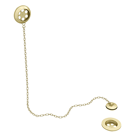 Chatsworth Brushed Brass Extended Retainer Bath Waste, Overflow with Plug and Link Chain