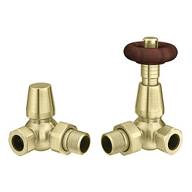 Chatsworth Brushed Brass Thermostatic Corner Radiator Valves - Energy Saving