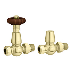 Chatsworth Brushed Brass Thermostatic Straight Radiator Valves - Energy Saving