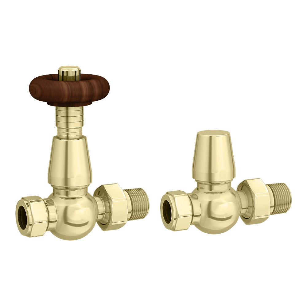 Chatsworth Brushed Brass Thermostatic Straight Radiator Valves - Energy ...