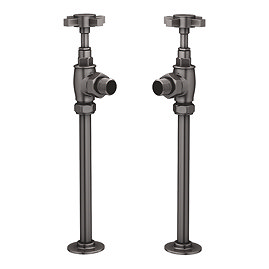 Chatsworth Gunmetal Grey Angled Art Deco Radiator Valves