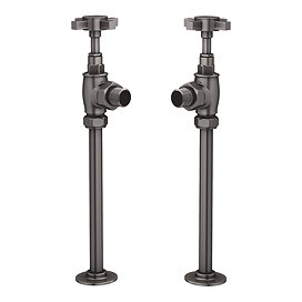 Chatsworth Gunmetal Grey Angled Art Deco Radiator Valves