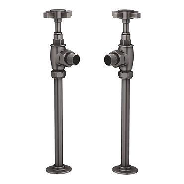 Chatsworth Brushed Gunmetal Grey Angled Art Deco Radiator Valves