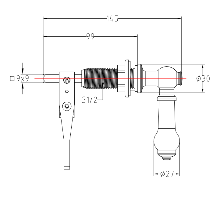 Chatsworth Ceramic Cistern Lever - White & Antique Brass