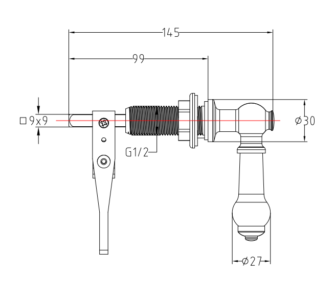 Chatsworth Ceramic Cistern Lever - White & Matt Black