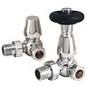 Chatsworth Chrome & Black Thermostatic Corner Radiator Valves - Energy Saving