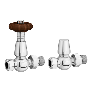 Chatsworth Chrome Thermostatic Straight Radiator Valves - Energy Saving