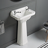 Chatsworth Cloakroom Basin with Upstand and Full Pedestal (2 Tap Hole - 515mm Wide)