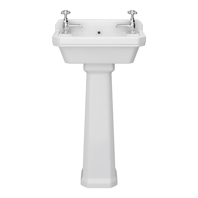 Chatsworth Cloakroom Basin with Upstand and Full Pedestal (2 Tap Hole - 515mm Wide)