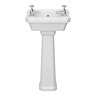 Chatsworth Cloakroom Basin with Upstand and Full Pedestal (2 Tap Hole - 515mm Wide)