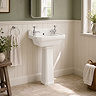 Chatsworth Cloakroom Basin with Upstand and Full Pedestal (2 Tap Hole - 515mm Wide)