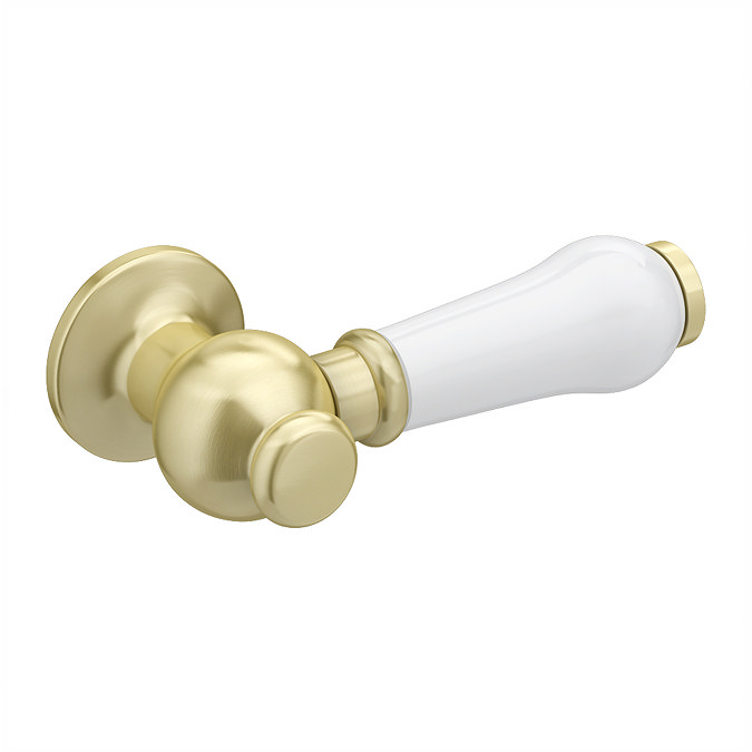 Chatsworth Close Coupled Traditional Toilet - White Ceramic WC with Brushed Brass Flush & Soft Close Seat
