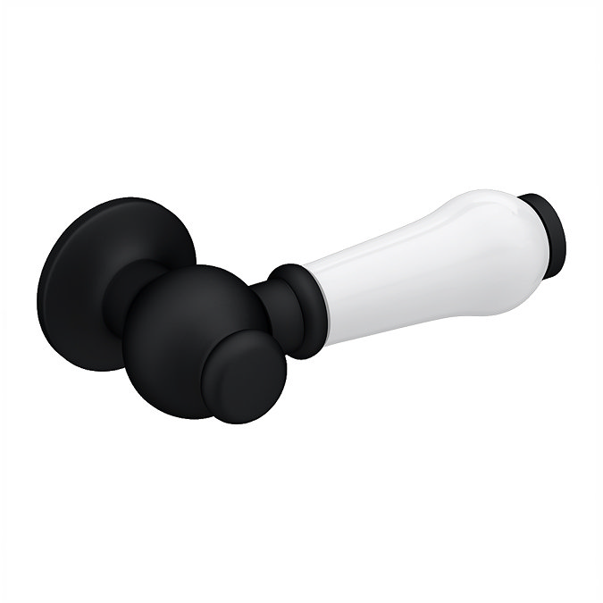 Chatsworth Close Coupled Traditional Toilet - White Ceramic WC with Matt Black Flush & Soft Close Seat