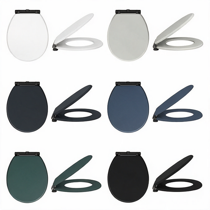 Chatsworth Close Coupled Traditional Toilet - White Ceramic WC with Matt Black Flush & Soft Close Seat