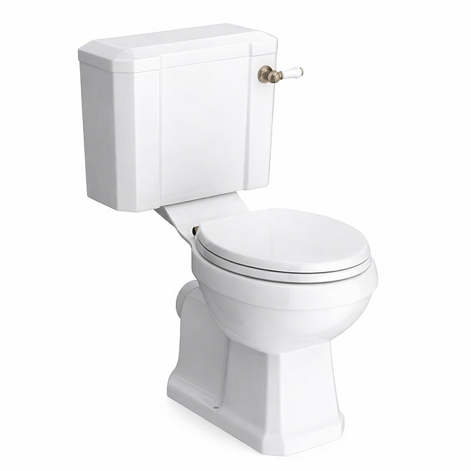 Chatsworth Close Coupled Traditional Toilet with Soft Close Seat - Antique Brass