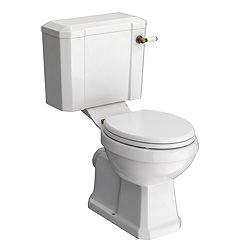 Chatsworth Close Coupled Traditional Toilet with Soft Close Seat - Antique Brass