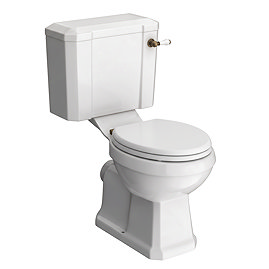 Chatsworth Close Coupled Traditional Toilet with Soft Close Seat - Antique Brass