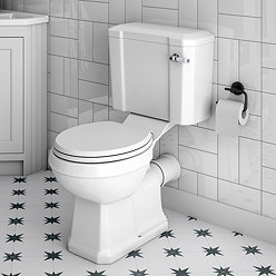 Chatsworth Comfort Height Close Coupled Traditional Toilet - White Ceramic WC with Chrome Flush & Soft Close Seat