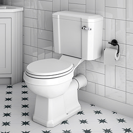 Chatsworth Comfort Height Close Coupled Traditional Toilet - White Ceramic WC with Chrome Flush & Soft Close Seat
