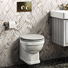 Chatsworth Compact Top/Front Flush Toilet Frame with Antique Brass Flush - Round Buttons