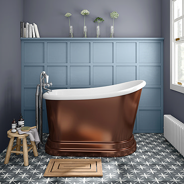 Chatsworth Copper Effect 1300 Short Roll Top Bath  Profile Large Image