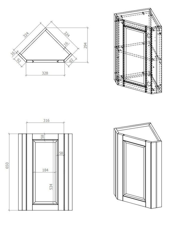 Chatsworth Corner Mirror Cabinet Graphite