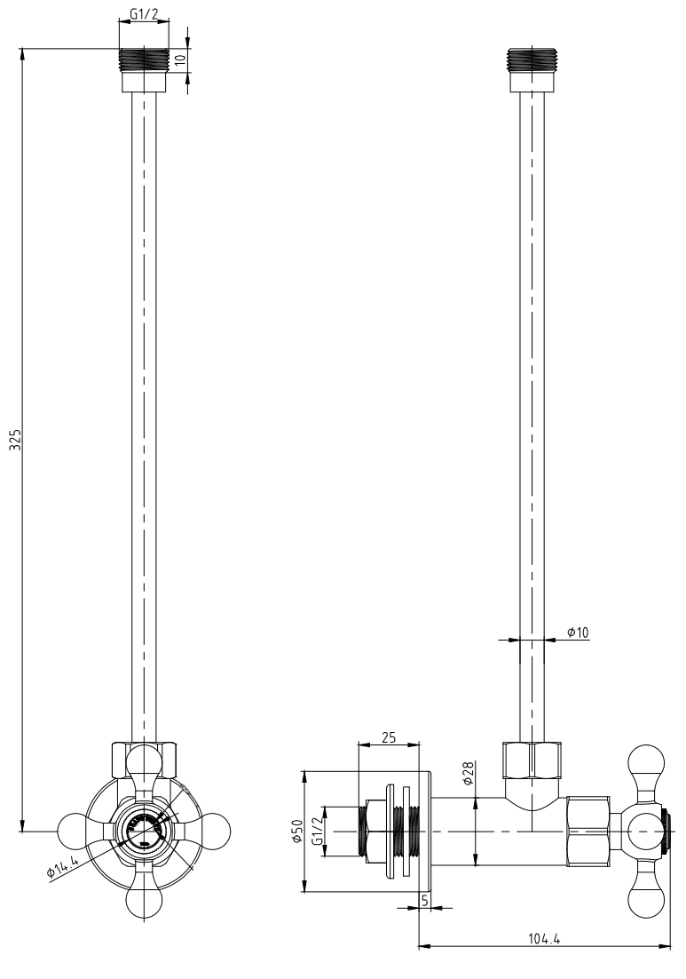 Chatsworth Crosshead Basin Tap Shut Off Valves - Antique Brass
