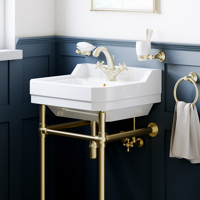 Chatsworth Crosshead Basin Tap Shut Off Valves - Brushed Brass