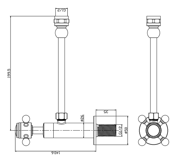 Chatsworth Crosshead Cistern Shut-Off Valve - Chrome