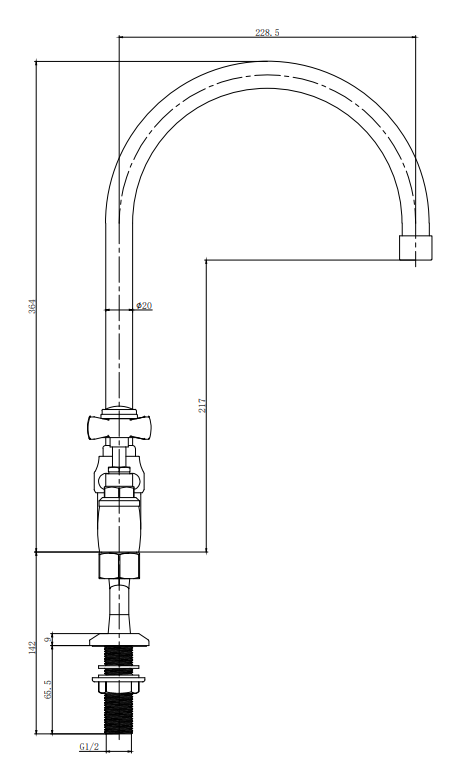 Chatsworth Deck Mounted Crosshead Bridge Kitchen Sink Mixer - Chrome 