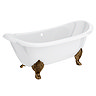 Chatsworth Double Ended Slipper Roll Top Cast Iron Bath - 1700 x 760mm with Antique Brass Feet