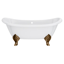 Chatsworth Double Ended Slipper Roll Top Cast Iron Bath - 1700 x 760mm with Antique Brass Feet