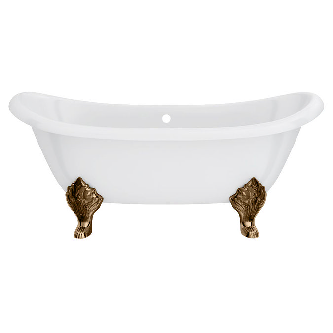 Chatsworth Double Ended Slipper Roll Top Cast Iron Bath - 1700 x 760mm with Antique Brass Feet