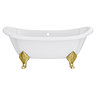 Chatsworth Double Ended Slipper Roll Top Cast Iron Bath - 1700 x 760mm with Brushed Brass Feet