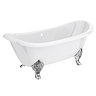 Chatsworth Double Ended Slipper Roll Top Cast Iron Bath - 1700 x 760mm with Chrome Feet