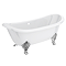 Chatsworth Double Ended Slipper Roll Top Cast Iron Bath - 1700 x 760mm with Chrome Feet