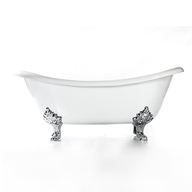 Chatsworth Double Ended Slipper Roll Top Cast Iron Bath – 1700 x 760mm with Chrome Feet