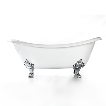 Chatsworth Double Ended Slipper Roll Top Cast Iron Bath – 1700 x 760mm with Chrome Feet