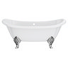 Chatsworth Double Ended Slipper Roll Top Cast Iron Bath - 1700 x 760mm with Chrome Feet