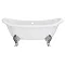 Chatsworth Double Ended Slipper Roll Top Cast Iron Bath - 1700 x 760mm with Chrome Feet
