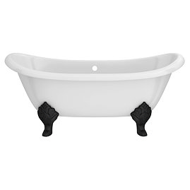 Chatsworth Double Ended Slipper Roll Top Cast Iron Bath - 1700 x 760mm with Matt Black Feet